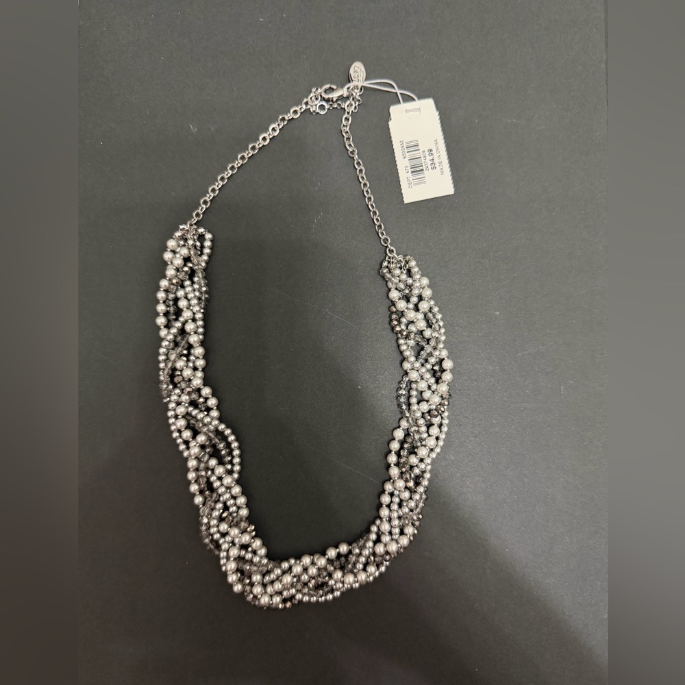 LOFT Silver Twisted Pearl Necklace, NWT